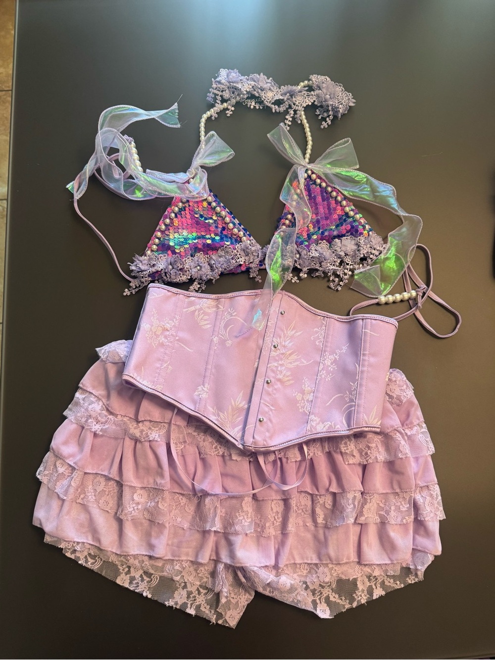 Lilac Ruffle Corset Rave Set - Picture 2 of 16